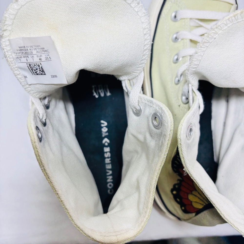 Converse Chuck Taylor All Star High Top Butterfly Yellow Sneakers A03766C Mens 7 - Picture 8 of 9